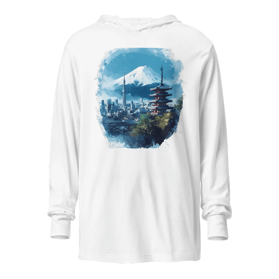 Tokyo Skyline Hooded Tee – Mount Fuji & City Vibes product image (6)