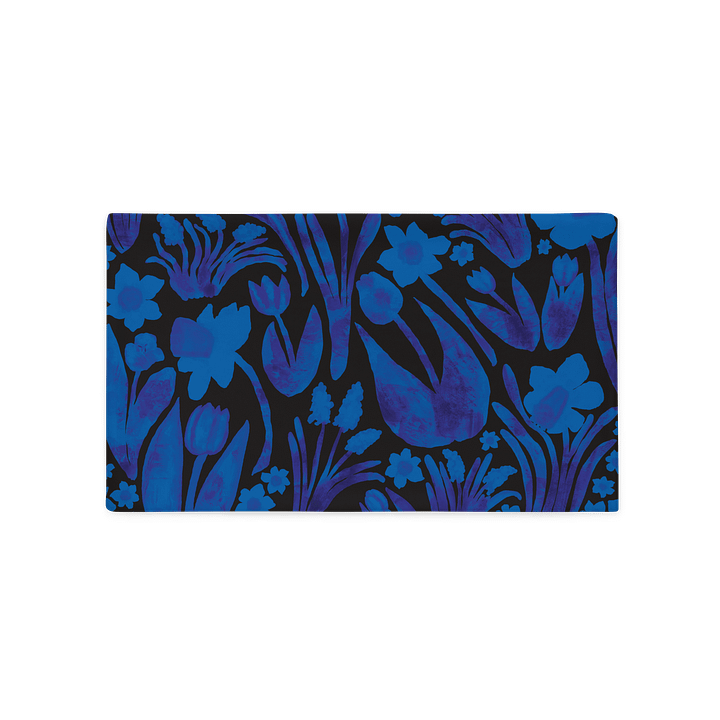 Spring Garden Pillowcase | Royal Blue on Black | Bold Florals, Beachy Charm & Coastal Elegance | Monique Faella Designs™ product image (2)