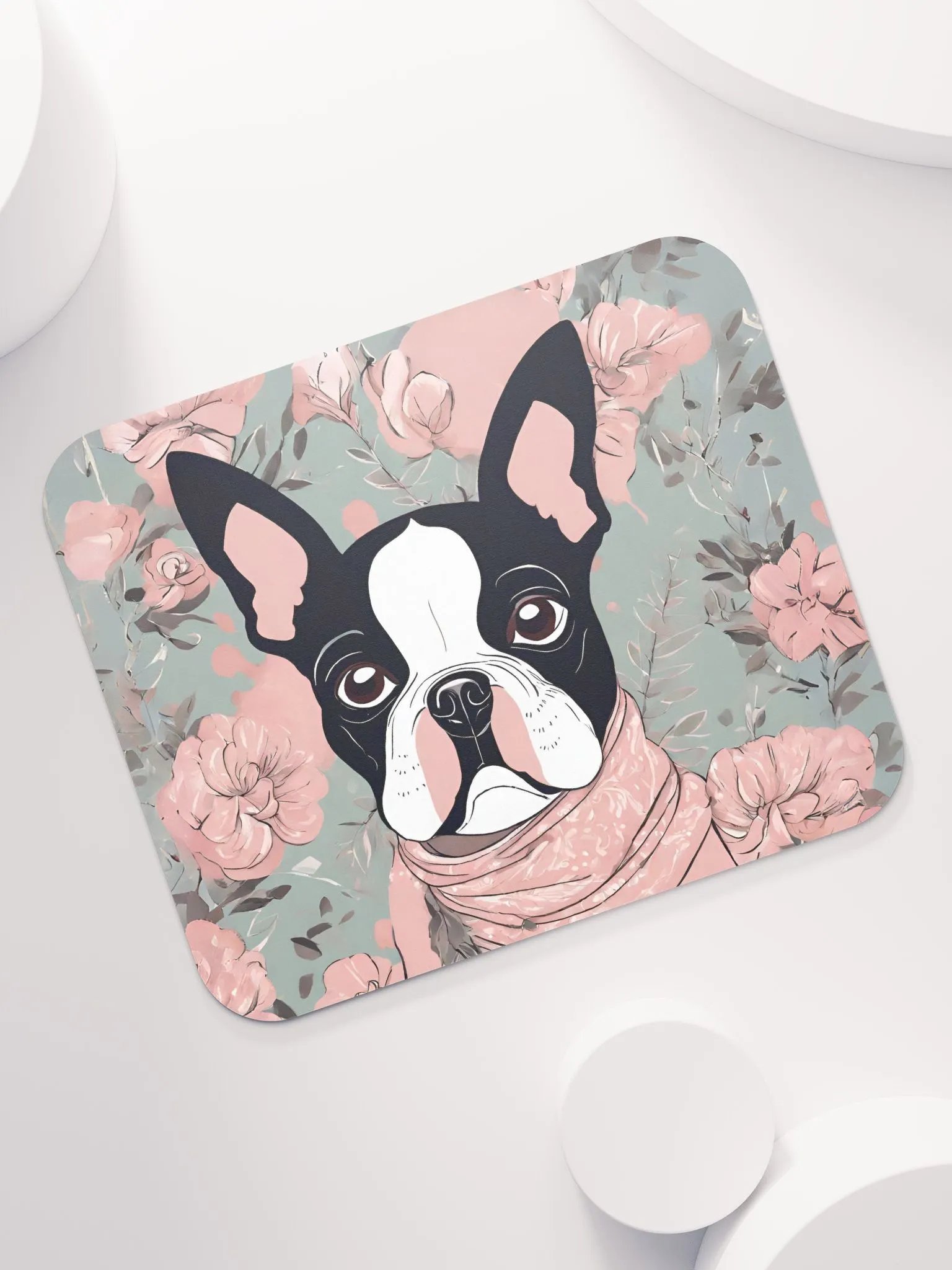 Floral Boston Terrier Mouse Pad product image (2)