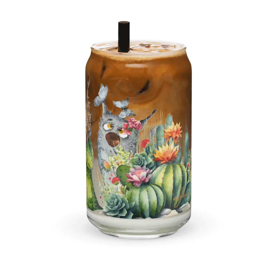 Desert Bloom: A Tale of Resilience Glass Can | 16 oz Friendship Blossoms Drinkware product image (12)