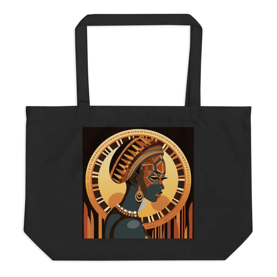 African Queen Tote Bag, Ethnic Art, Elegant Black Shopper, Reusable Grocery Bag, Unique Gift Idea, Fashion Accessory product image (2)