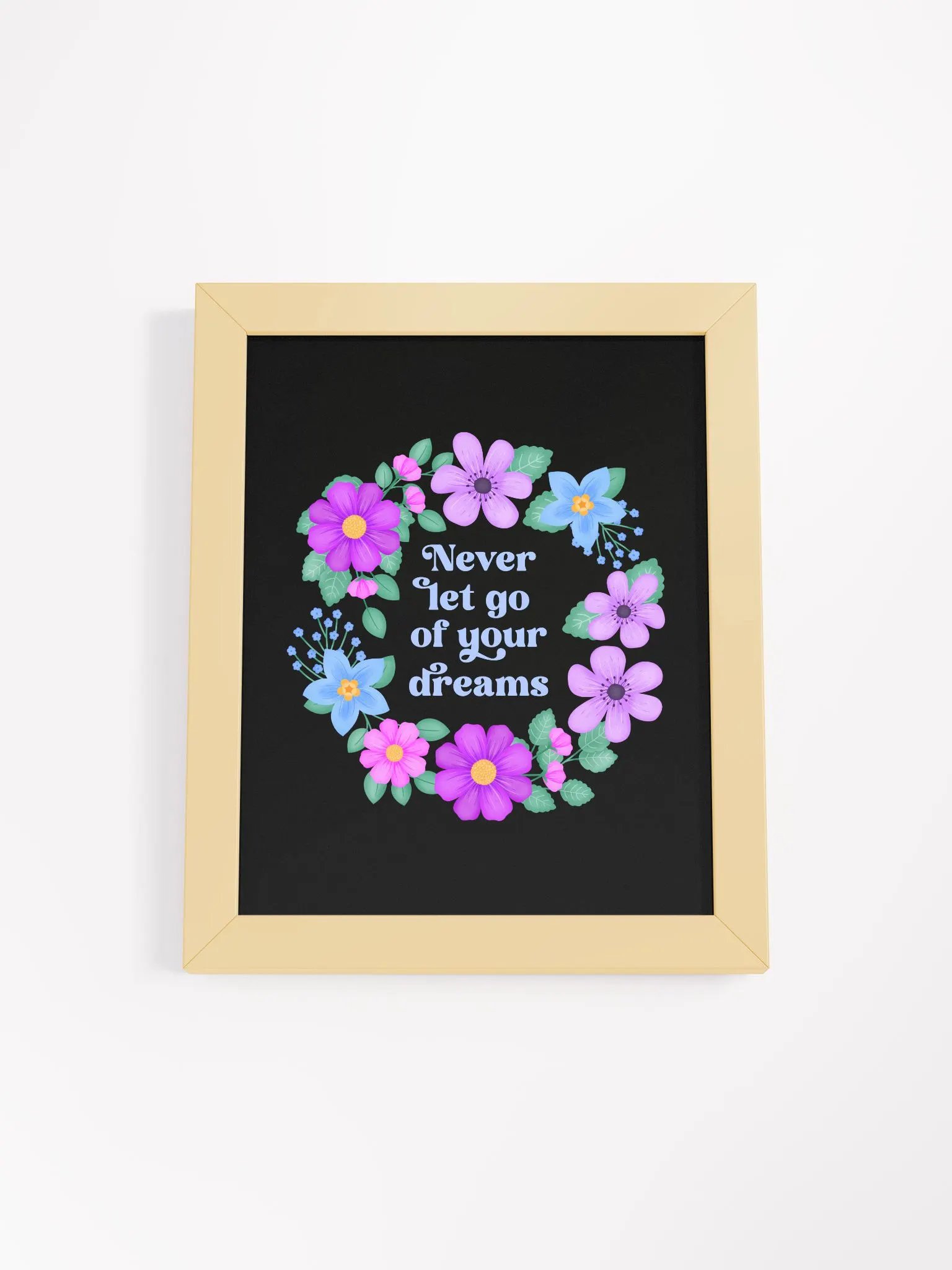 Never let go of your dreams - Motivational Wall Art Black product image (4)