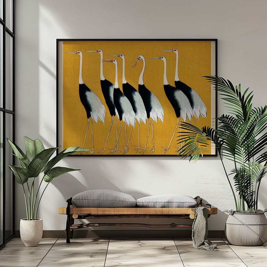 Red Crowned Cranes by Ogata Korin Vintage Japanese Woodblock Print product image (20)