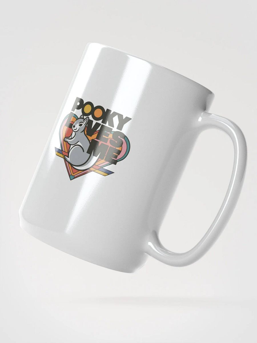 Large Mug: Pooky Loves Me, Retro Rainbow Heart and Grey Squirrel product image (2)
