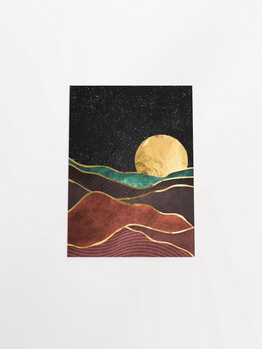 Golden landscape with moon #1 — Japanese golden poster, travel poster, aesthetic poster product image (9)
