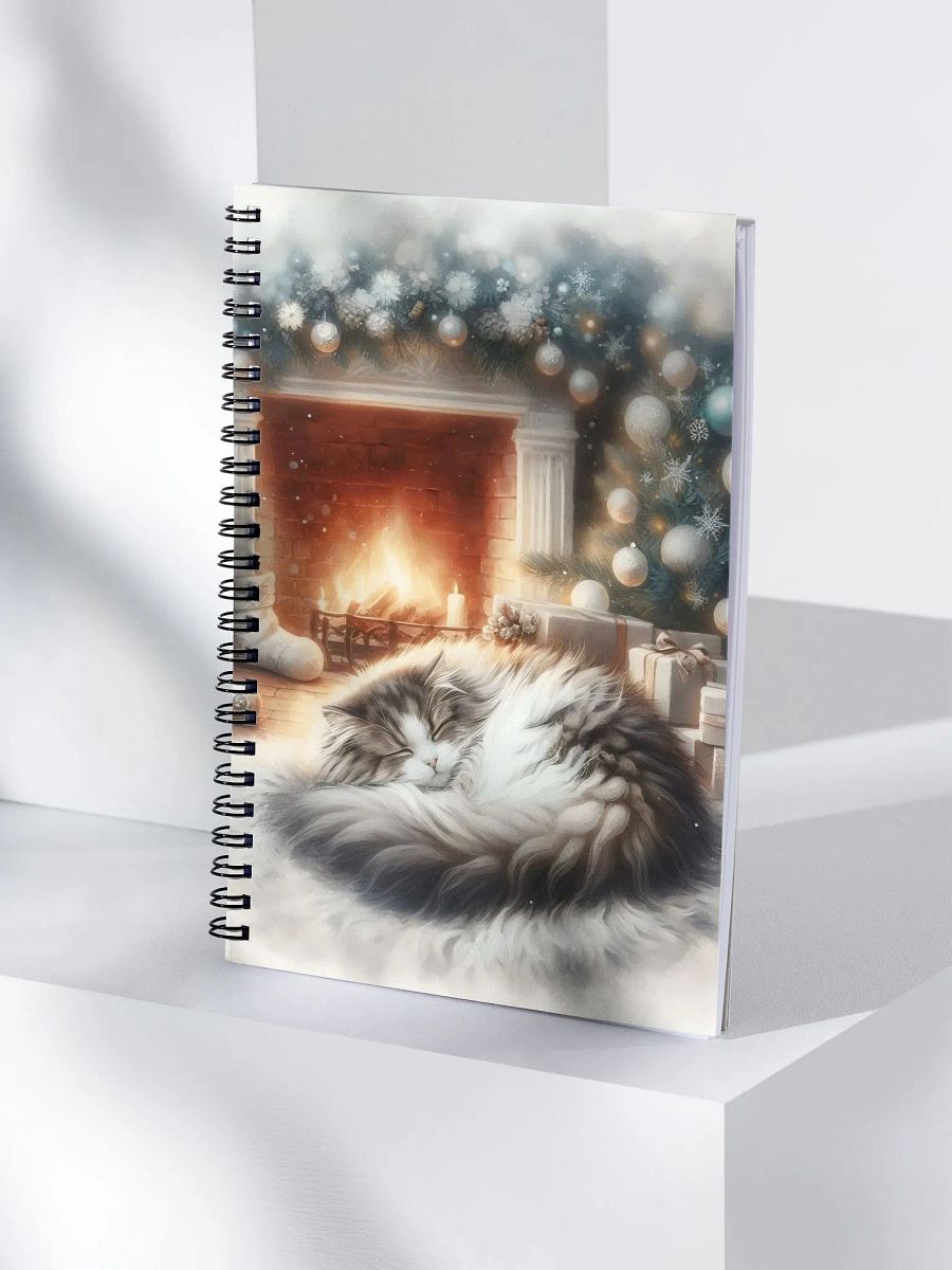 Christmas Cat by the Fireplace Spiral Notebook product image (4)