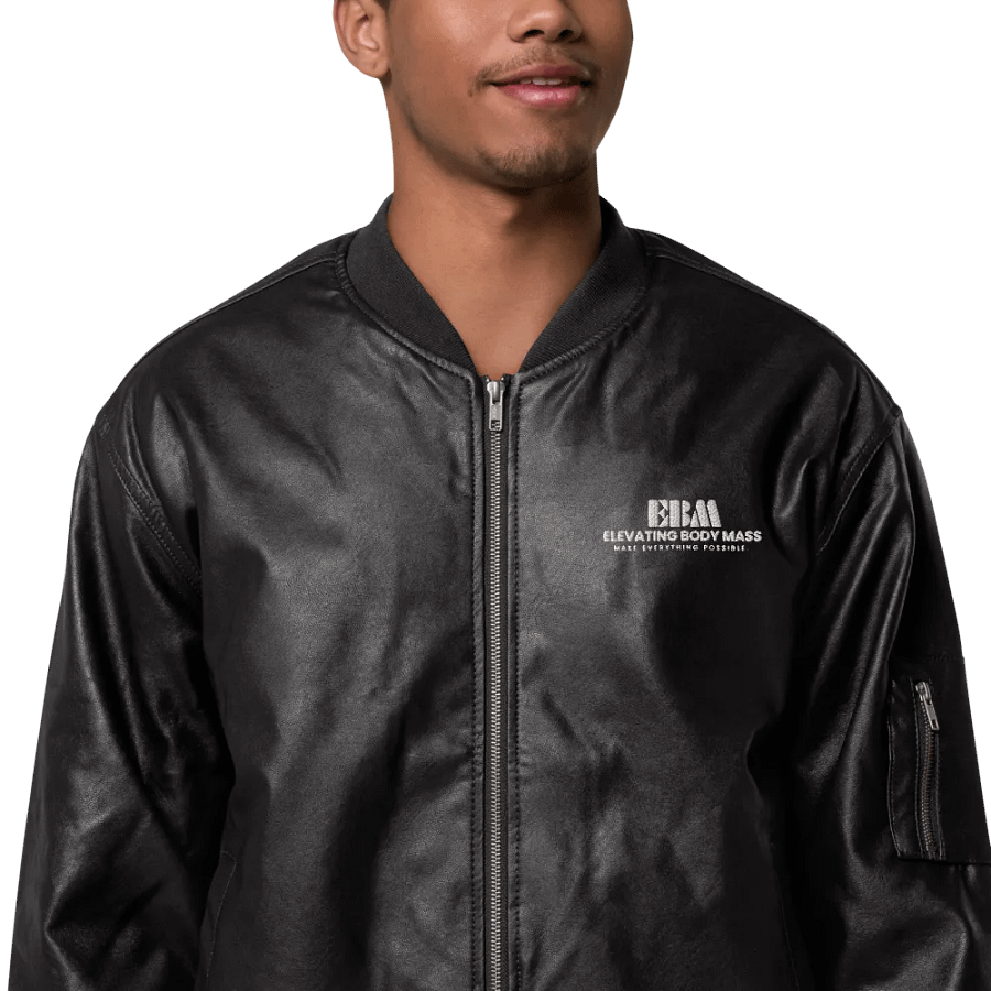 EBM Leather Bomber Jacket (White Logo) product image (4)