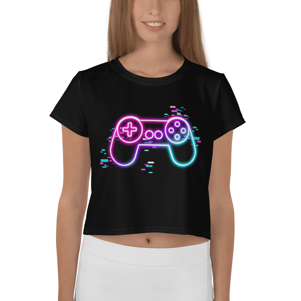 Neon Glitch Game Controller Crop Top product image (1)