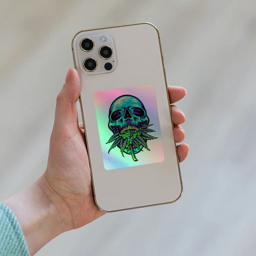 Psychedelic Skull Cannabis Holographic Sticker Sheet product image (8)