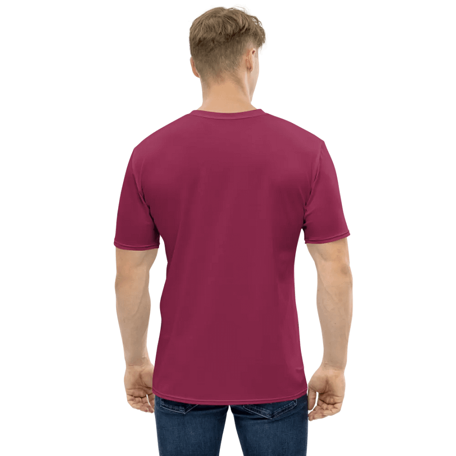 Plain Dark Red True Summer Men's Crewneck Polyester Heavyweight Premium T-Shirt by Treasure Pie product image (3)