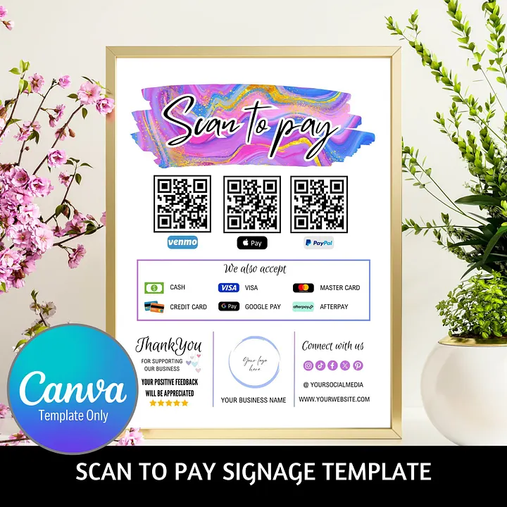 Unicorn - Scan To Pay QR Code Sign Template product image (1)