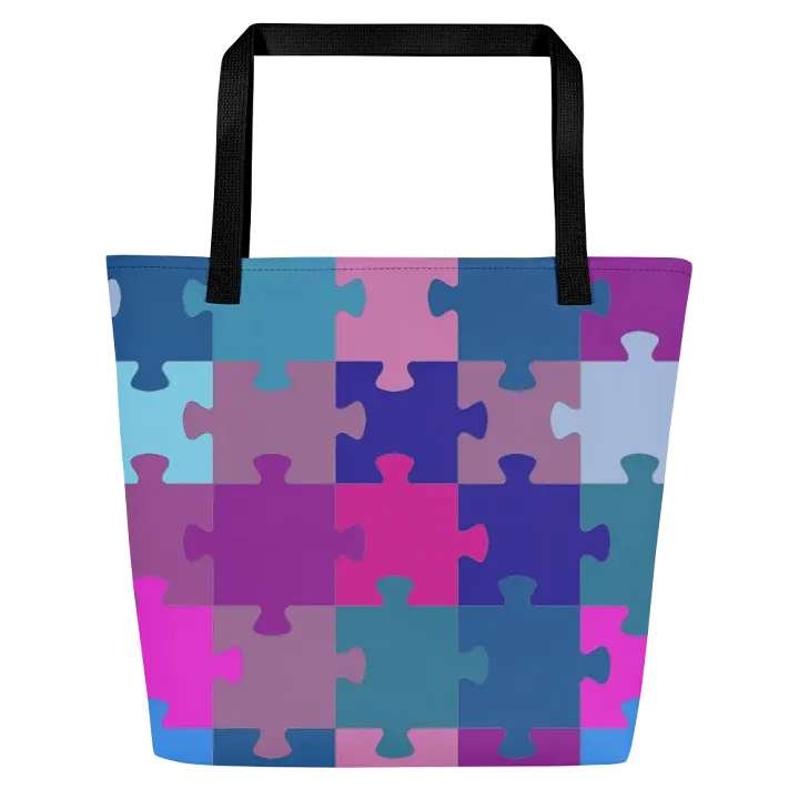 Vibrant Puzzle Pieces All-Over Tote Bag product image (1)