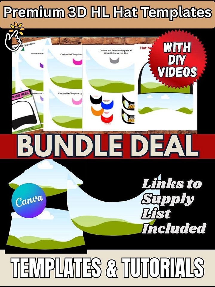HL Sublimation Hat Templates and Video Tutorials Bundle Deal - Editable in Canva product image (1)