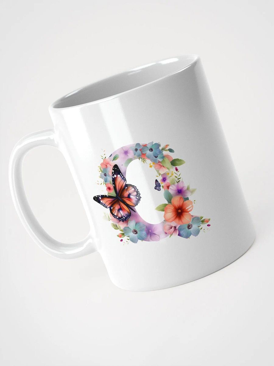 Letter Q Monogram Floral Fantasy White Glossy Mug product image (9)