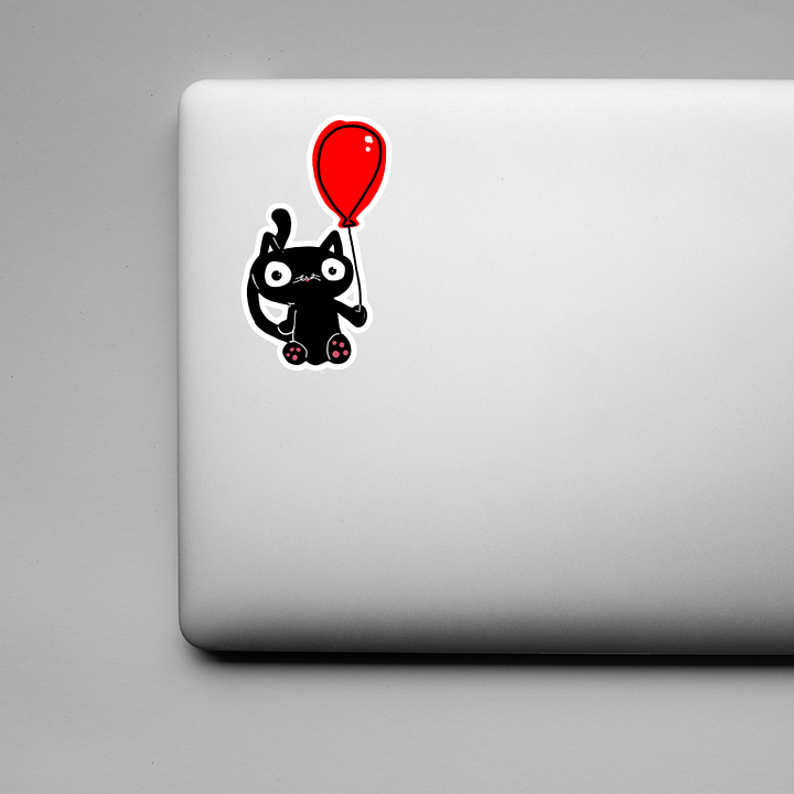 Cat Balloon Kiss Cut Sticker product image (1)