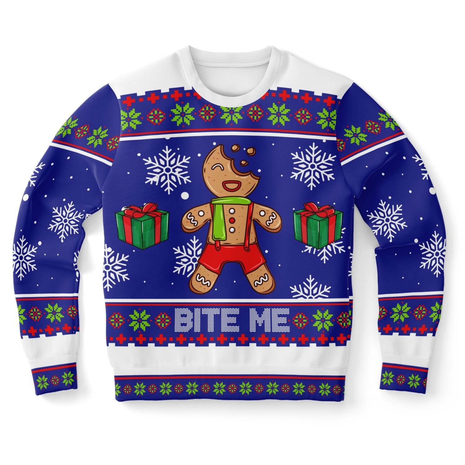 "Bite Me" Gingerbread Christmas Sweatshirt | Funny Holiday Sweater | Sassy Cookie Winter Pullover | Christmas Party Outfit product image (9)