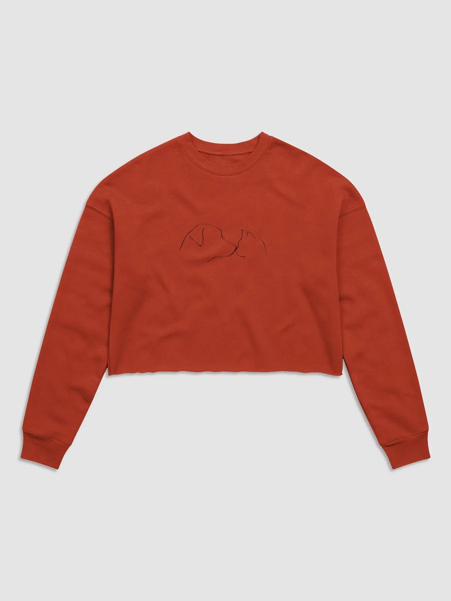 Cat and Dog Line Drawing Minimalist Crop Sweatshirt product image (2)