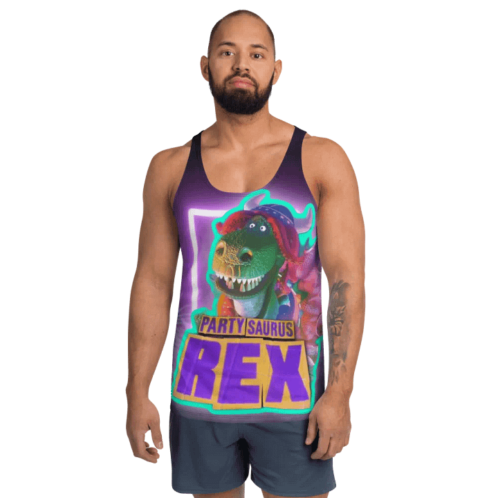 Partysaurus Rex Neon All Over Print Tank Top product image (2)