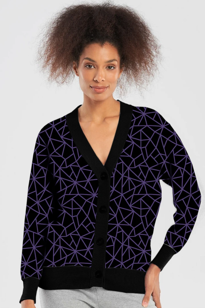 Purple Black Geometric Cardigan Sweater product image (9)