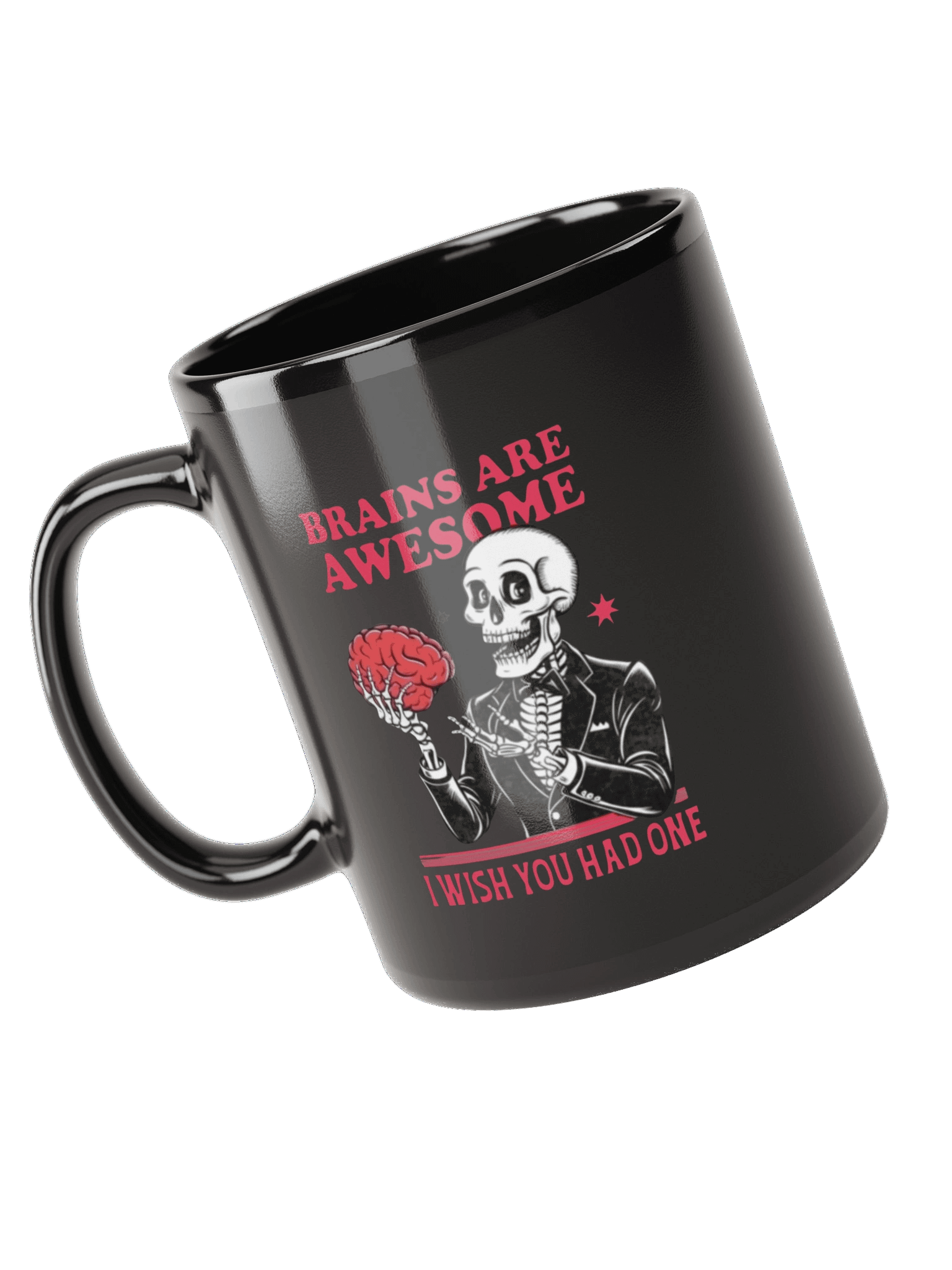 Brains Are Awesome Mug (Black) | Sarcastic Skeleton Coffee Cup product image (5)