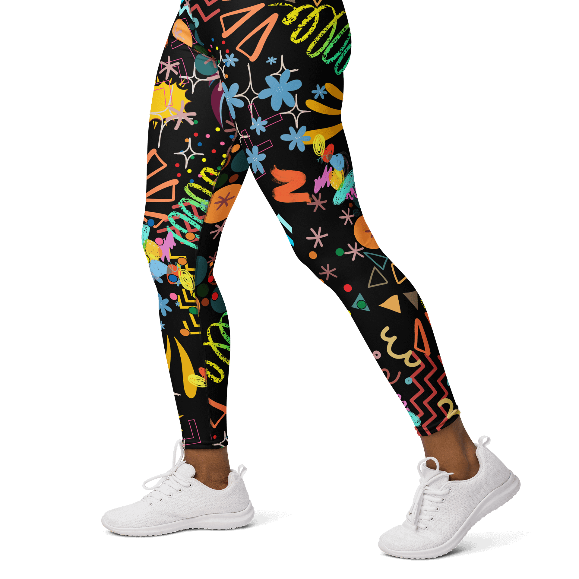 Neon Dream High-Waist Yoga Leggings - Psychedelic Geometric Patterns product image (3)