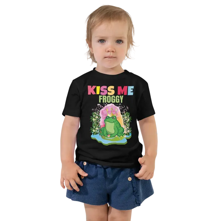 Kiss Me Froggy Colorful Funny Kids T-Shirt – Trendy Bella + Canvas Toddler Gift product image (1)