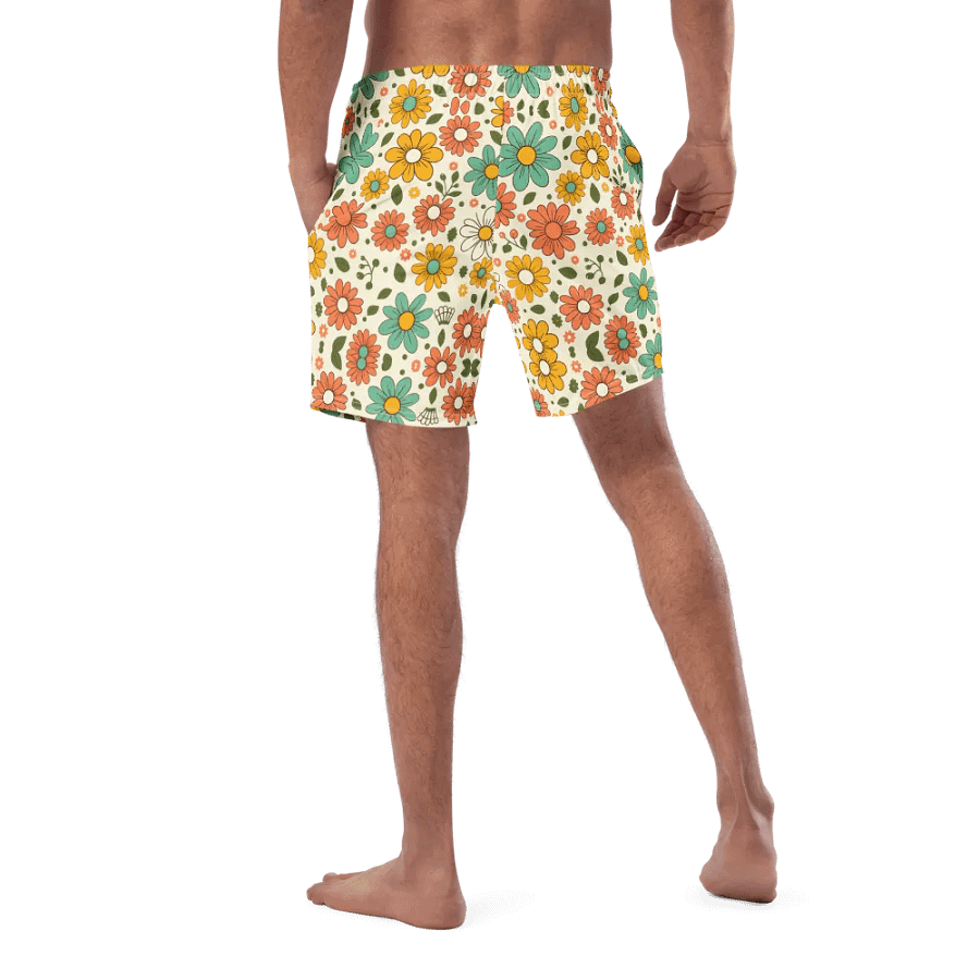 Retro Bloom Men’s Swim Trunks – Vintage Florals, Laid-Back Vibes product image (5)