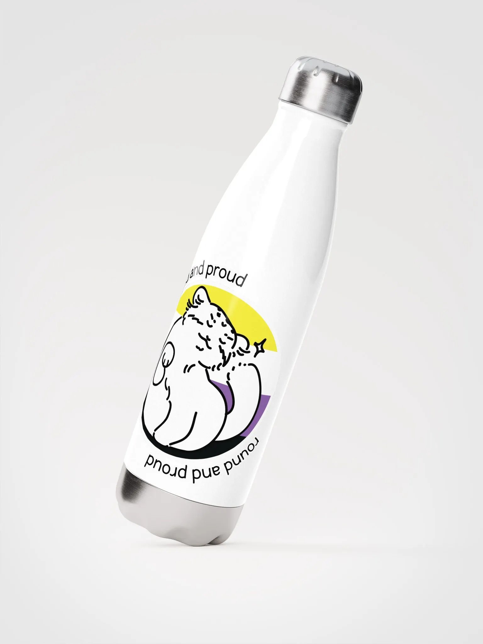Round and Proud Manul Pride Nonbinary Version - Bottle product image (2)