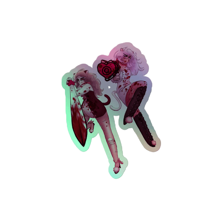 "Neopolitan Fan Service" Ingrid & Noure Kiss-Cut Holographic Sticker (with blood) product image (2)