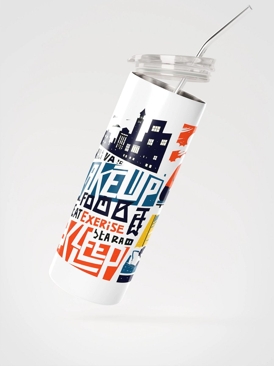 City Life Balance | Wake, Work, Rest Art Steel Tumbler product image (2)