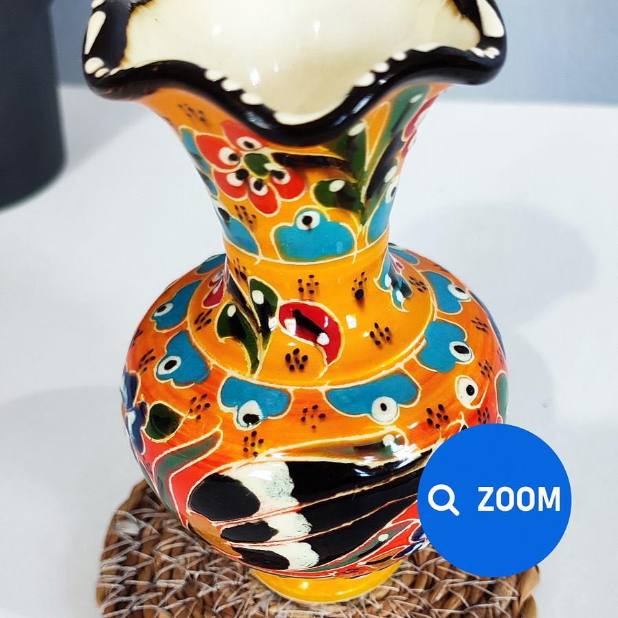 Ceramic small vase (yellow), Turkish Iznik style — handmade pottery, handmade ceramic, home decor, handmade gift, Turkish ceramic product image (7)