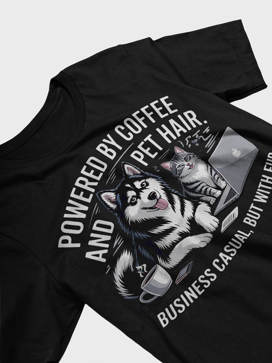 Adorable Husky and Cat Cartoon T-Shirt product image (27)
