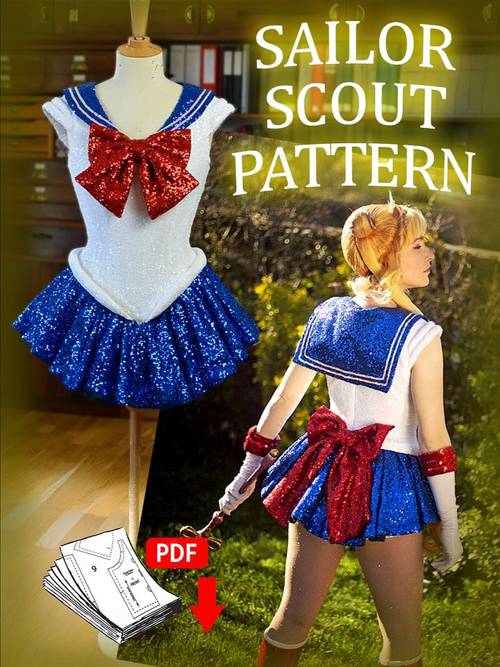 Sailor Scout uniform sewing pattern Size XS (34) to XXL(48) product image (1)