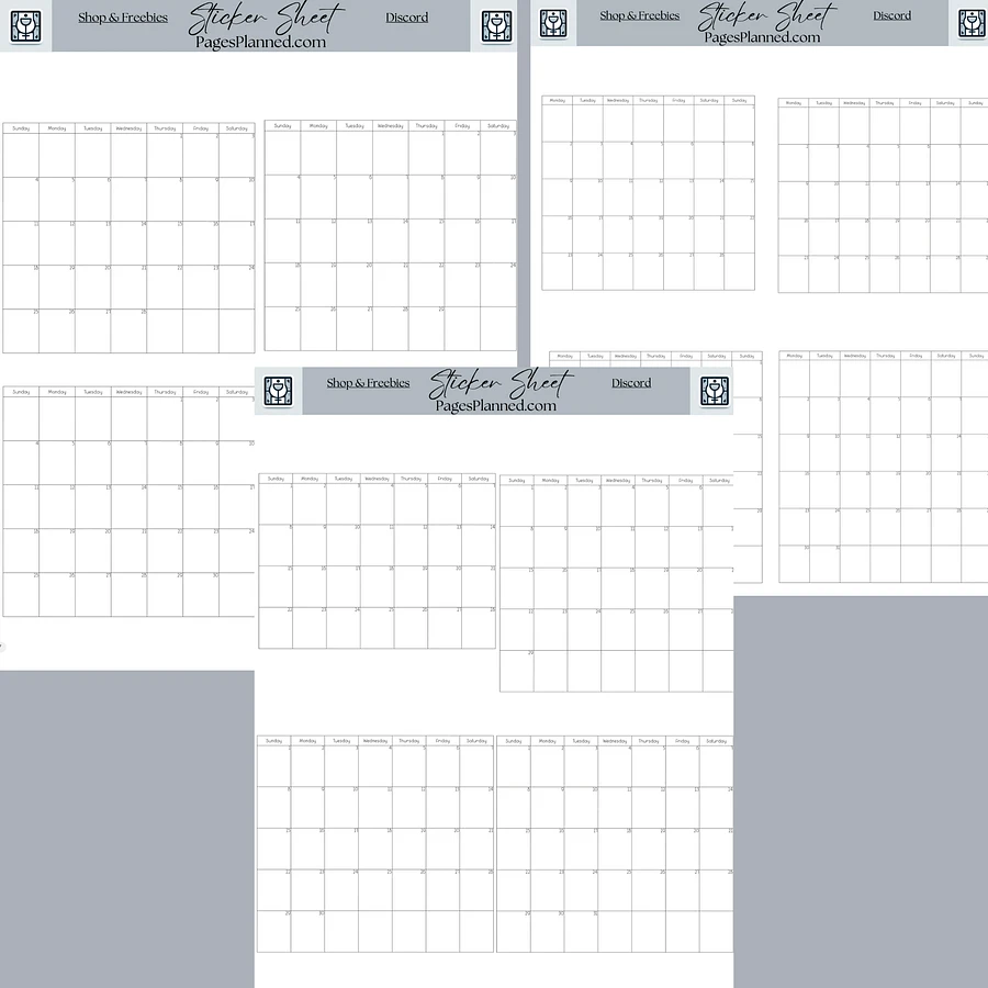 Monthly Calendar Sunday & Monday Start Build Your Own Widgets for Goodnotes product image (2)