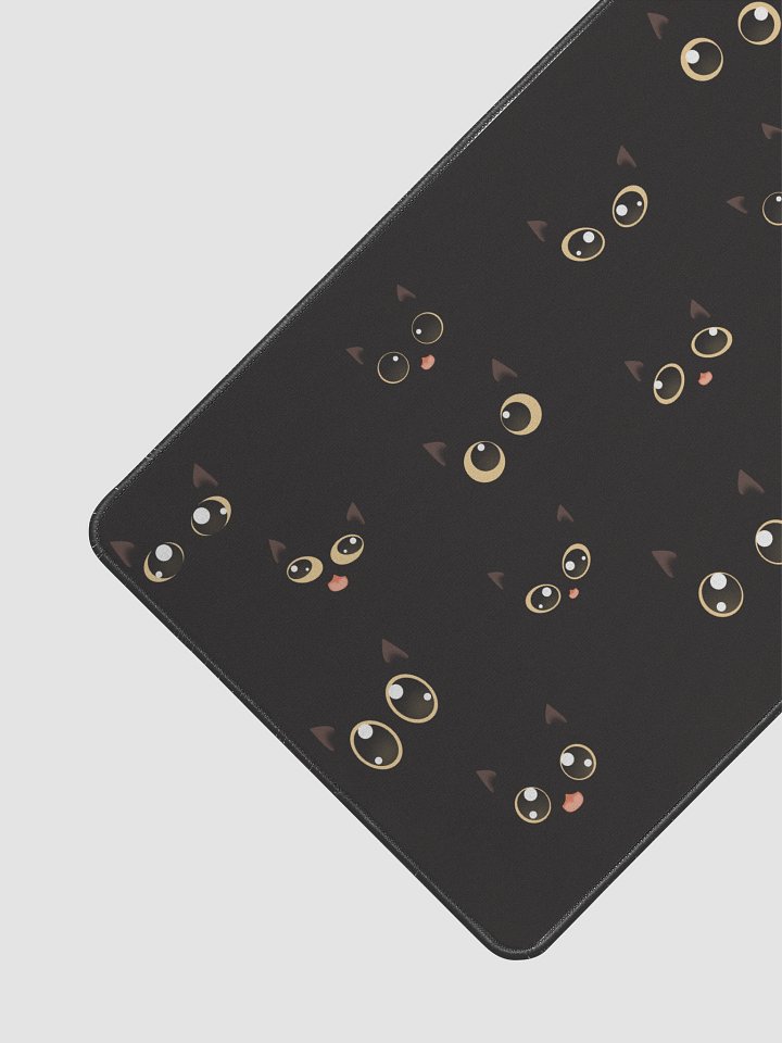 Cute Black Cat Faces (Yellow Eyes) Desk Mat 12" x 22" product image (2)