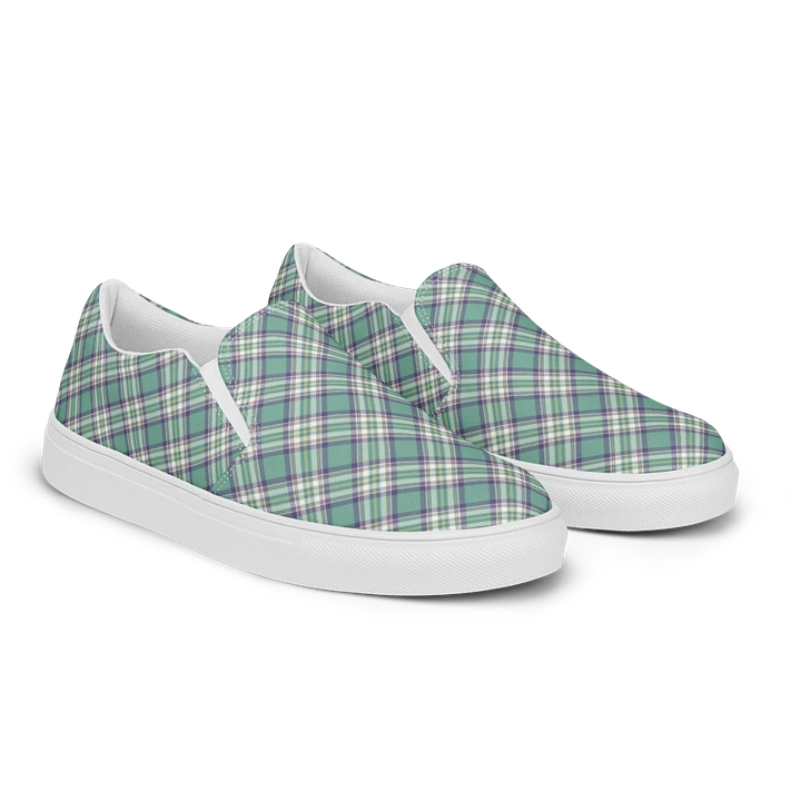 Light Green, Purple, and Yellow Plaid Women's Slip-On Shoes product image (2)