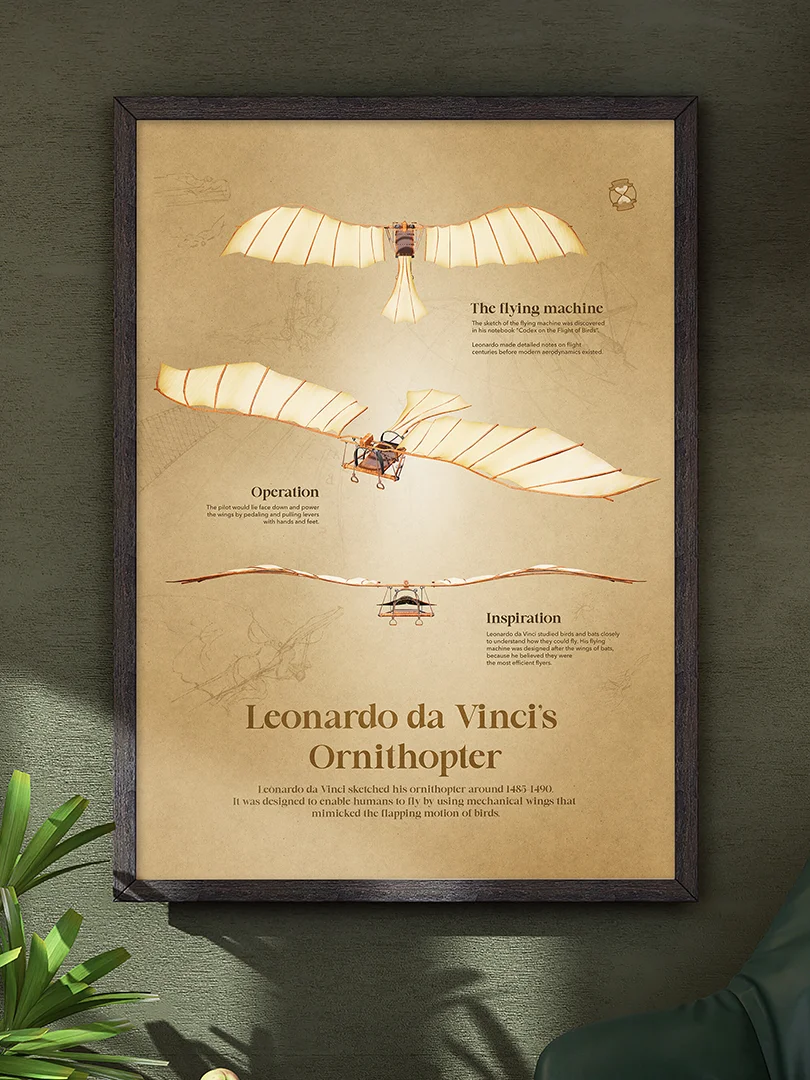 Leonardo da Vinci's Ornithopter (Framed poster) product image (2)