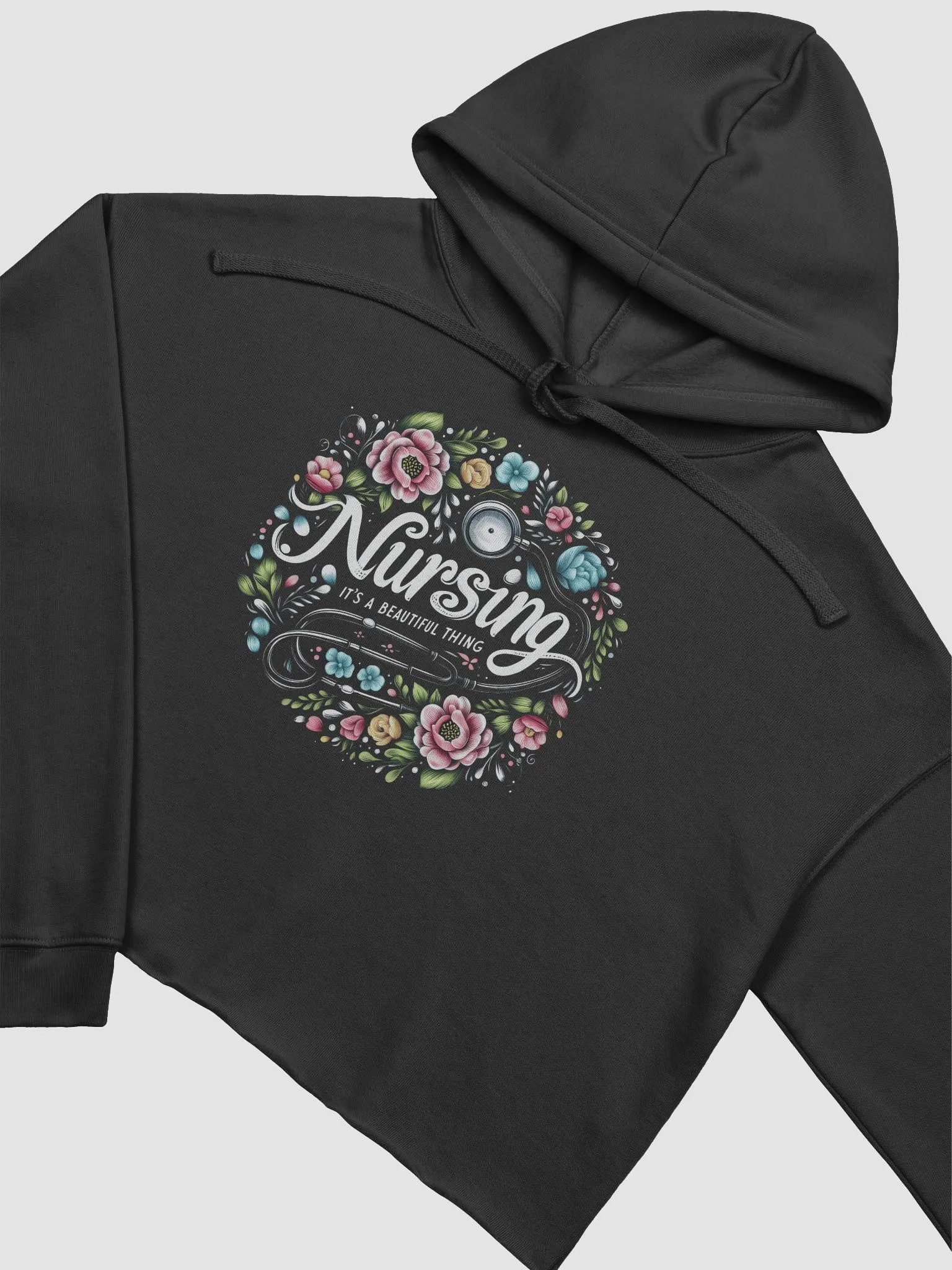 Nursing is Beautiful Crop Hoodie, Floral Nursing Stethoscope product image (8)