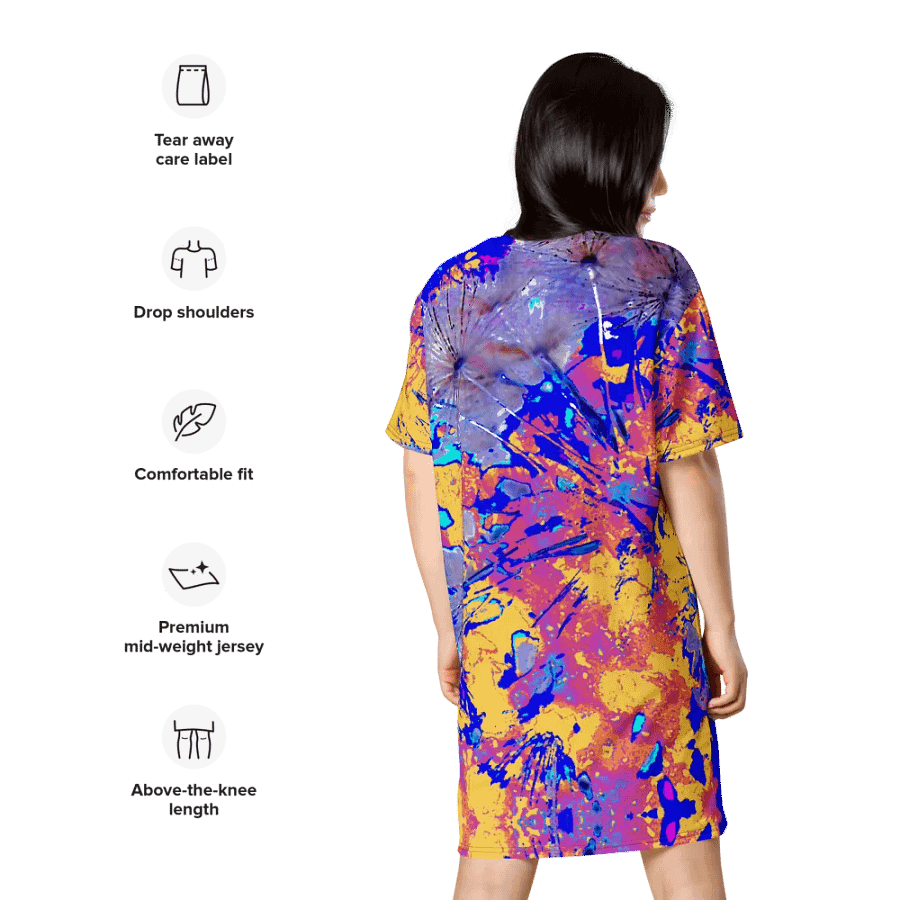 Vibrant Abstract Dandelion Seeds Ladies T Shirt Dress product image (10)