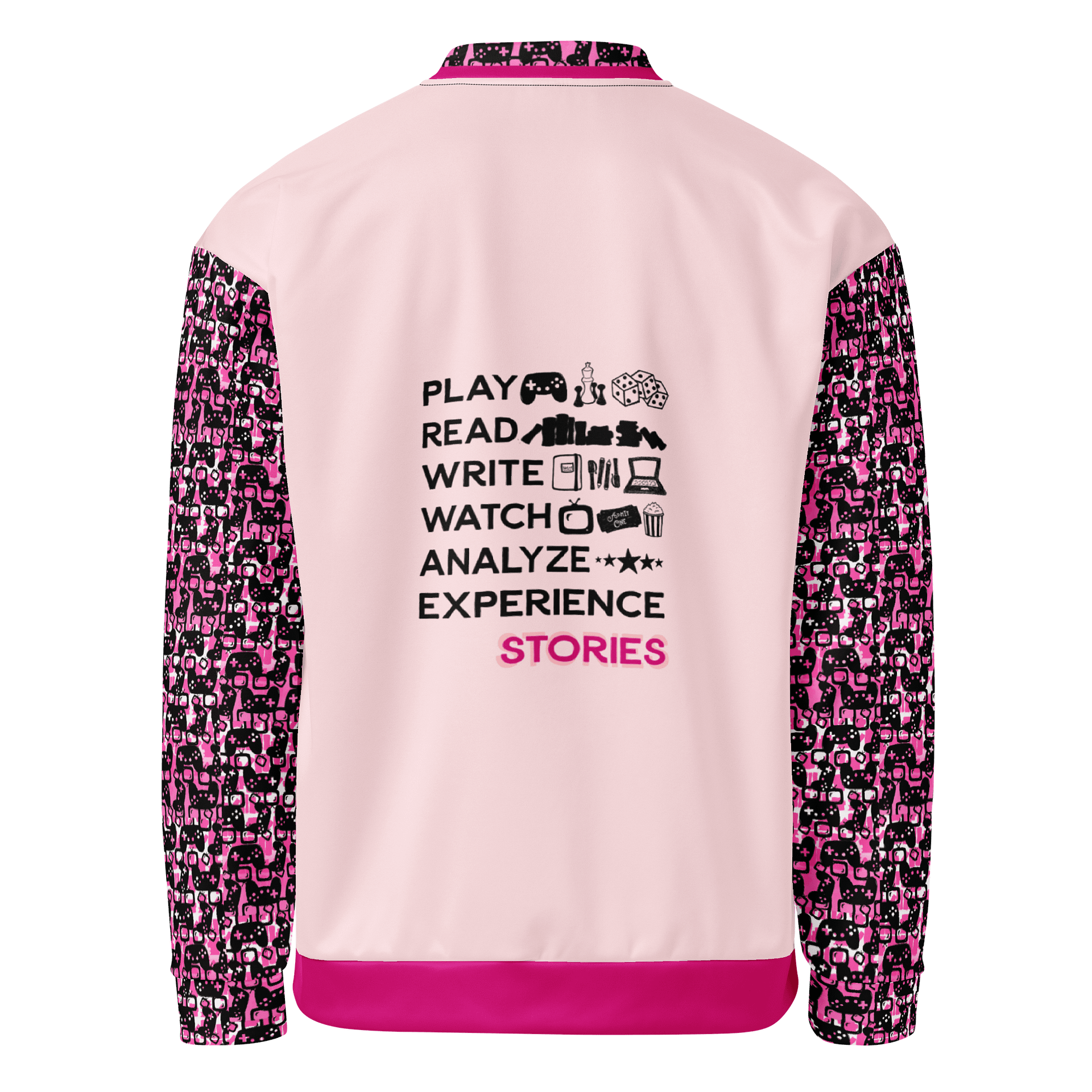 Experience Stories Unisex Bomber Jacket (Pink, Blush, and Black) product image (2)