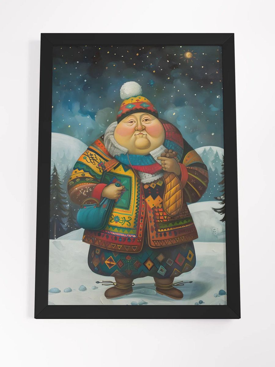 Whimsical winter figure in vibrant patterned outfit. product image (4)