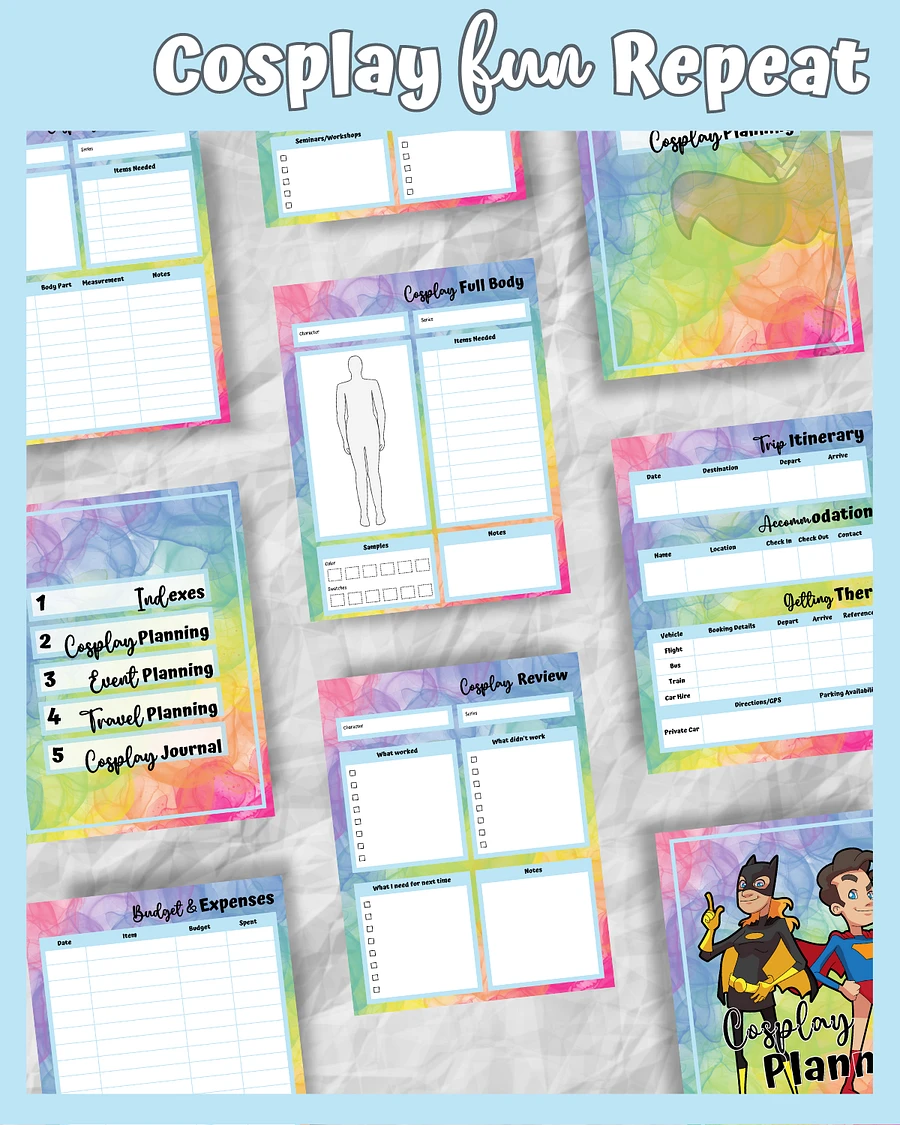 Blue Cosplay Planner Printable product image (6)