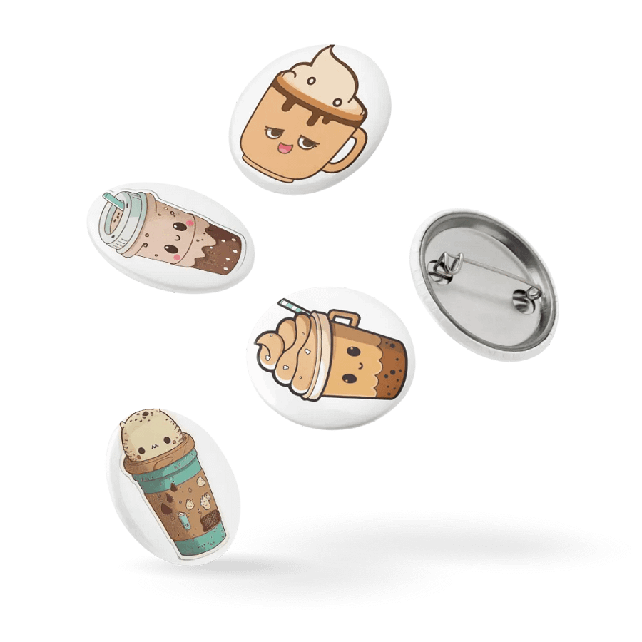 Sleepy Cute Coffee Cup Pin Button Set product image (14)