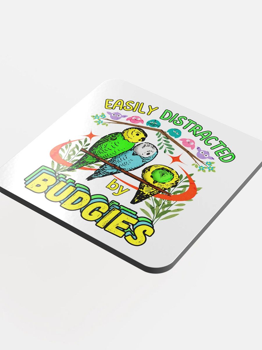 Easily Distracted By Budgies Paradise Glossed Coaster product image (4)