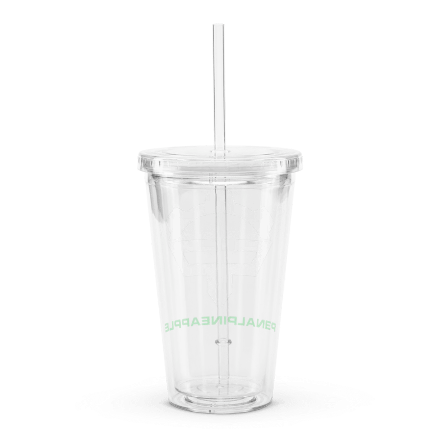 P3nAlPineapple - White Logo Double Wall Clear Plastic Tumble (16oz) product image (2)