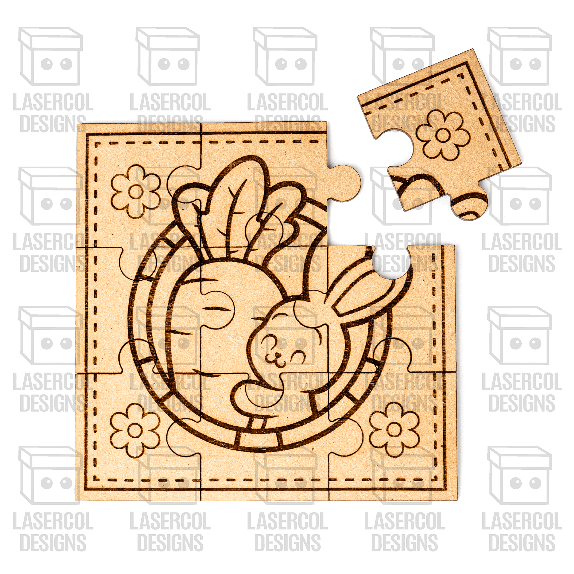 Easter Bunny Puzzle With Box Set 2 (2 Sizes) - Laser Cut Files product image (3)