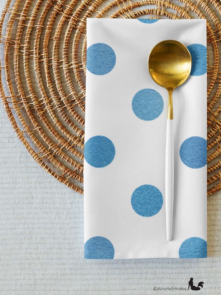 Blue Gingham Set on White Cloth Napkins Set of 4 product image (8)