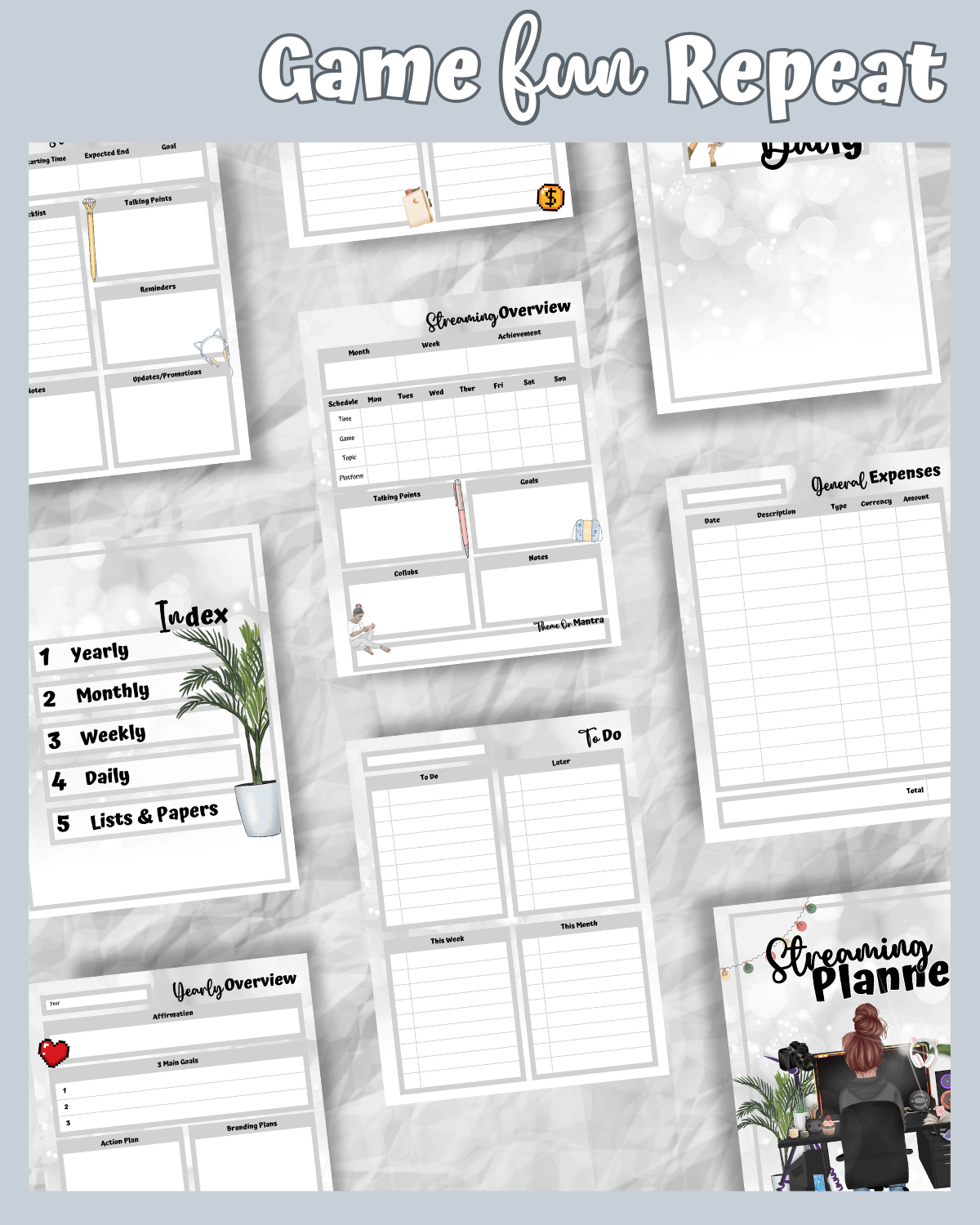 Grey Streaming Planner Printable product image (6)