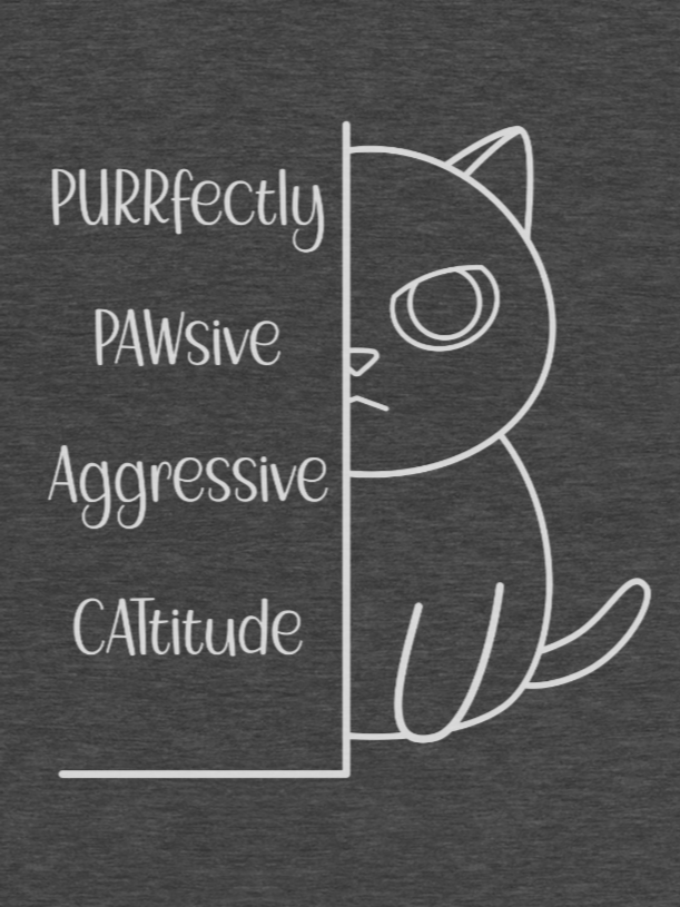 Passive Aggressive Cattitude Unisex Long Sleeve Tee, White Print product image (1)