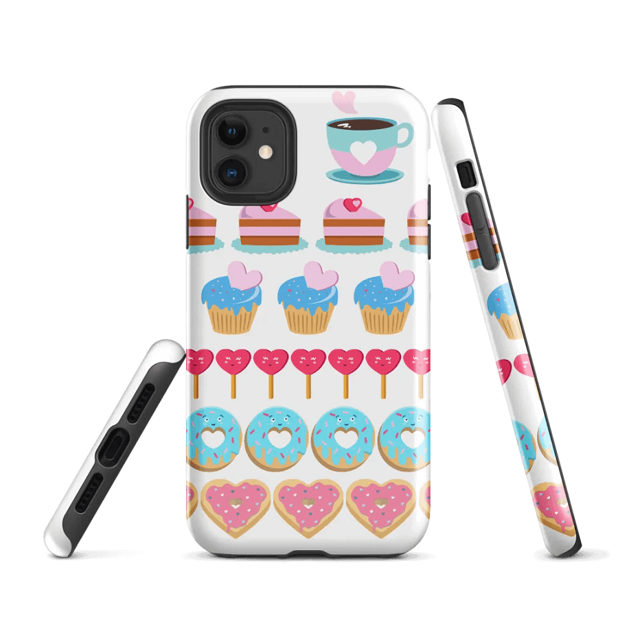 Cute Sweet Treats iPhone Tough Case – Heart Muffin, Donut, Lolly, Cake & Coffee – Perfect Valentine’s Gift product image (1)